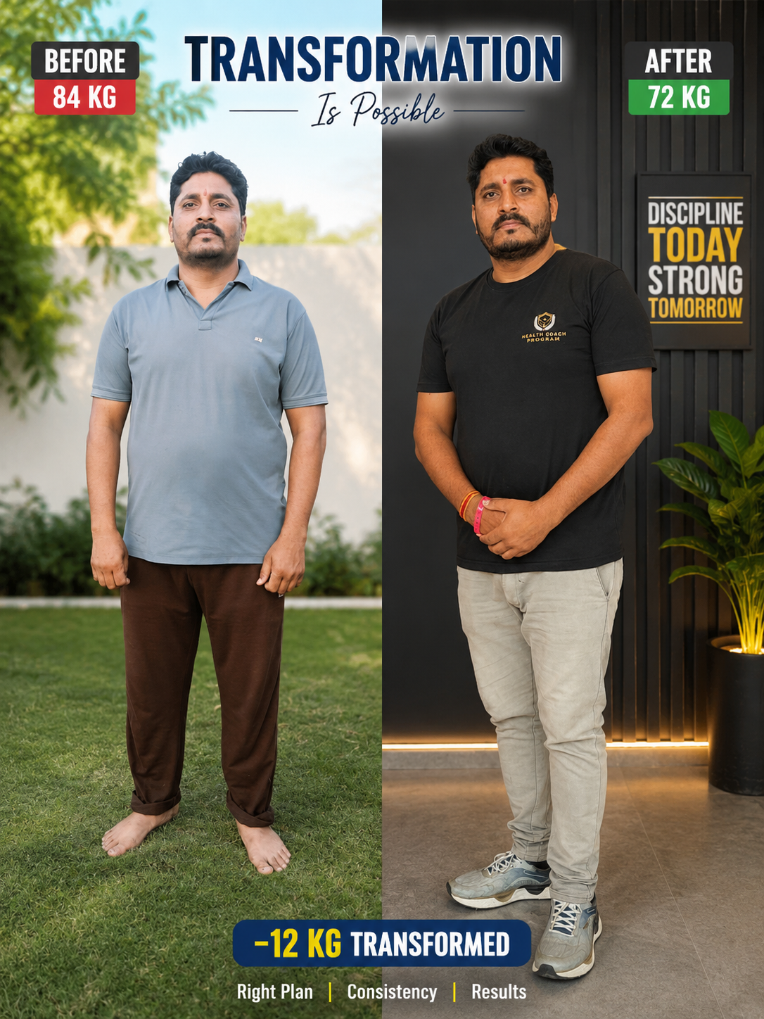 Neeraj Roy's own transformation: 84 kg to 72 kg